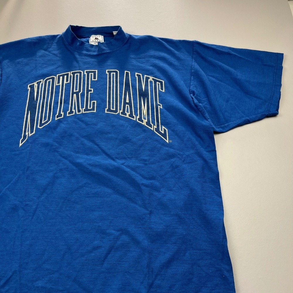 Galt Sand T-Shirt Mens XL Blue Notre Dame Ribbed Cotton Vintage Made in USA